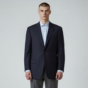 Brooks Brothers Madison 1818 Blazer Men 42L Blue Pinstripe Vitale Barberis Italy